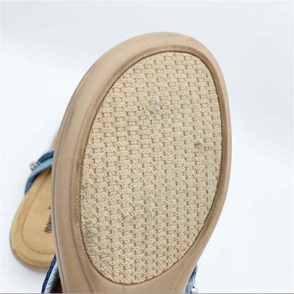 Minnetonka Chambray Silverthrone Wedge Thong Sandals Sz 9 - Picture 12 of 13